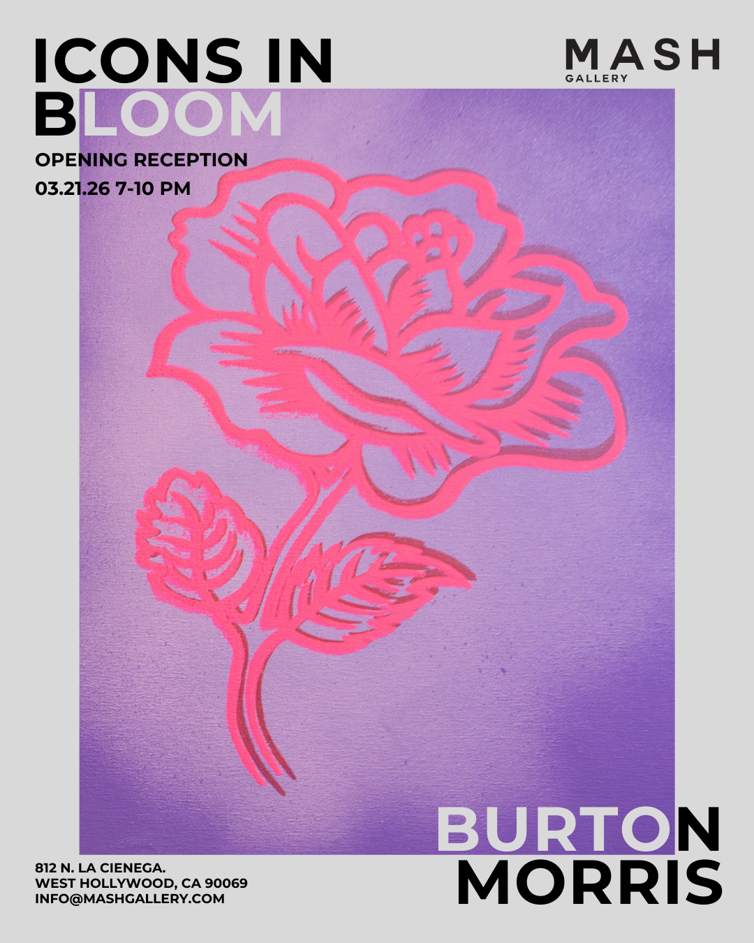 Icons in Bloom - Rose on Lavender by Burton Morris