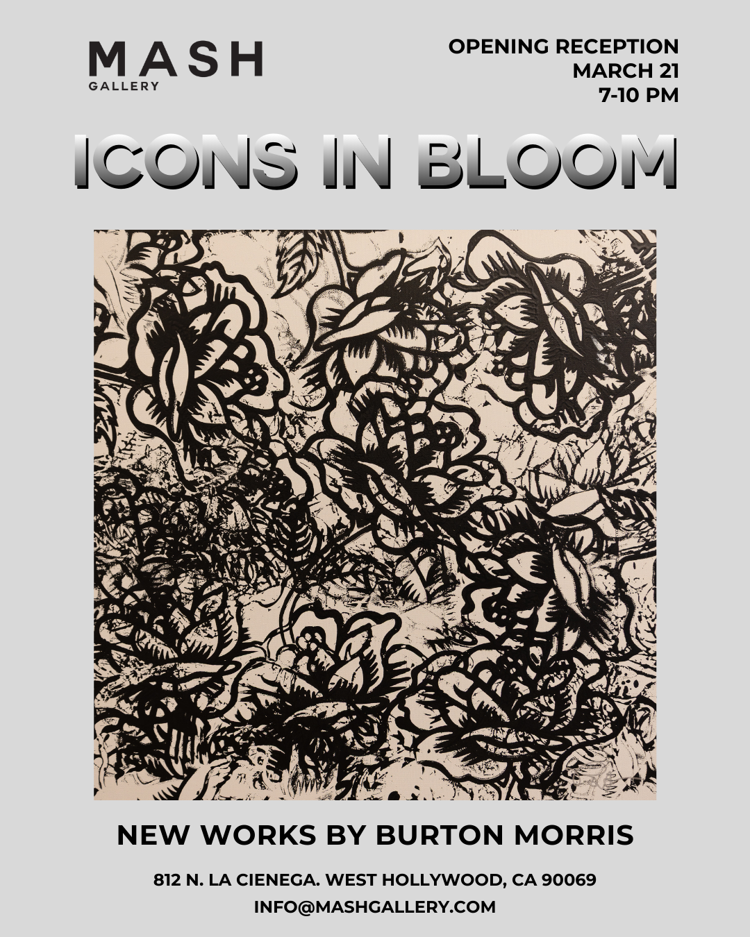 Icons in Bloom - Sea of Roses detail by Burton Morris