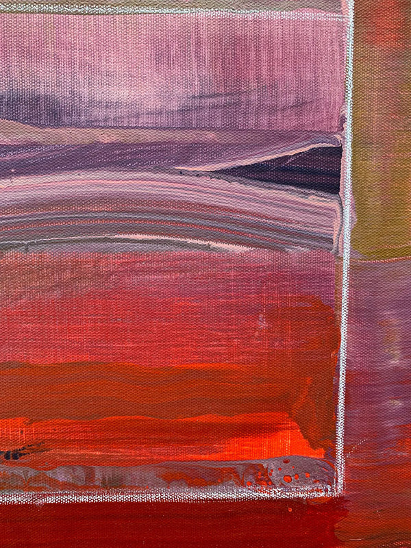 A close up detail shot of the modern, geometric painting by David Kupferman