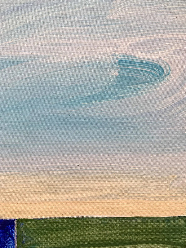 A close-up detail photo of a modern, colorful geometric painting diptych by David Kupferman, AH 9-19-20 by David Kupferman