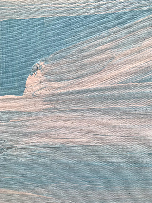 A close-up detail photo of a modern, colorful geometric painting by David Kupferman, AH 9-19-20 by David Kupferman