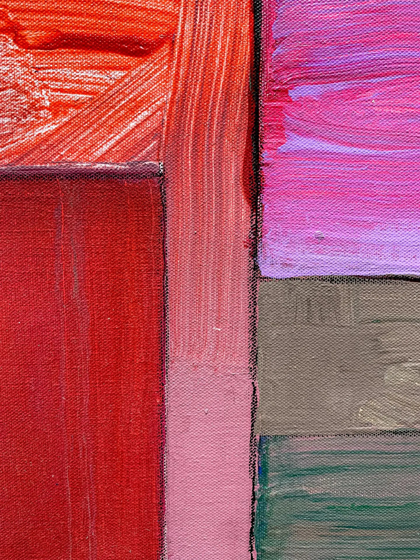 A close up photo of a modern, colorful geometric painting by David Kupferman, AI 1-6