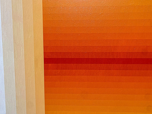 Detail shot of a modern geometric painting by Andy Harwood, 'Adjusted Light (Orange)'