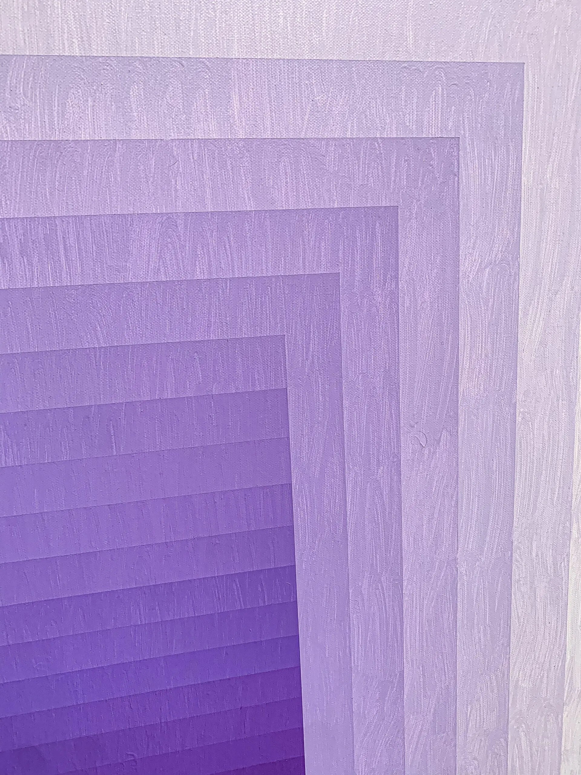 Detail shot of a modern geometric painting by Andy Harwood, 'Adjusted Light (Violet)'