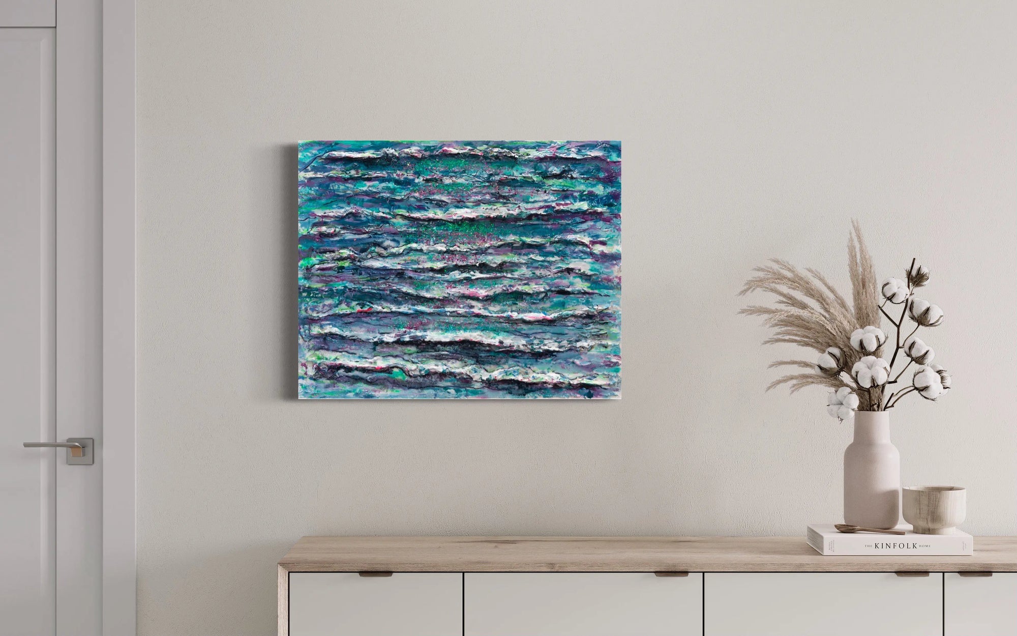 Rhythmic Flow painting by Haleh Mashian view in a room