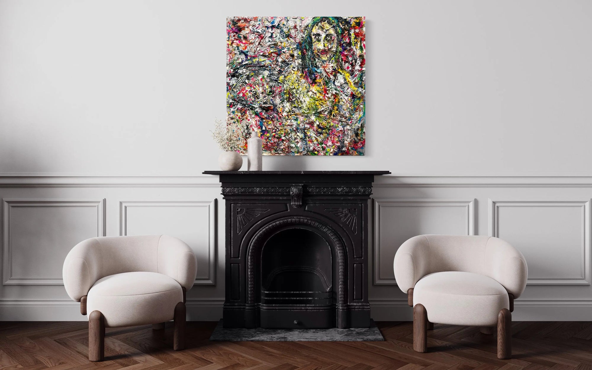 Mixed media figurative painting by Haleh Mashian
