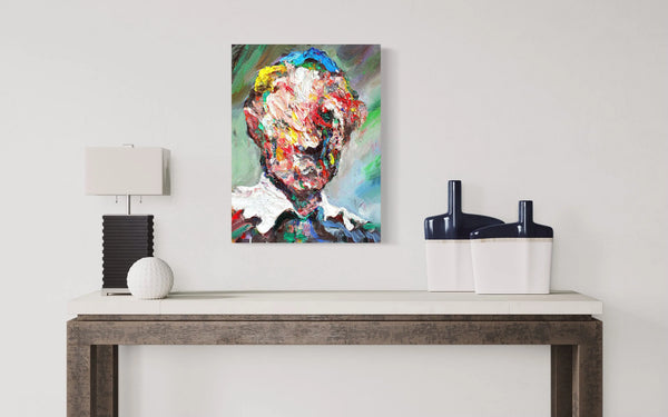 Massimo D'Amico Mr X impasto painting view in a room