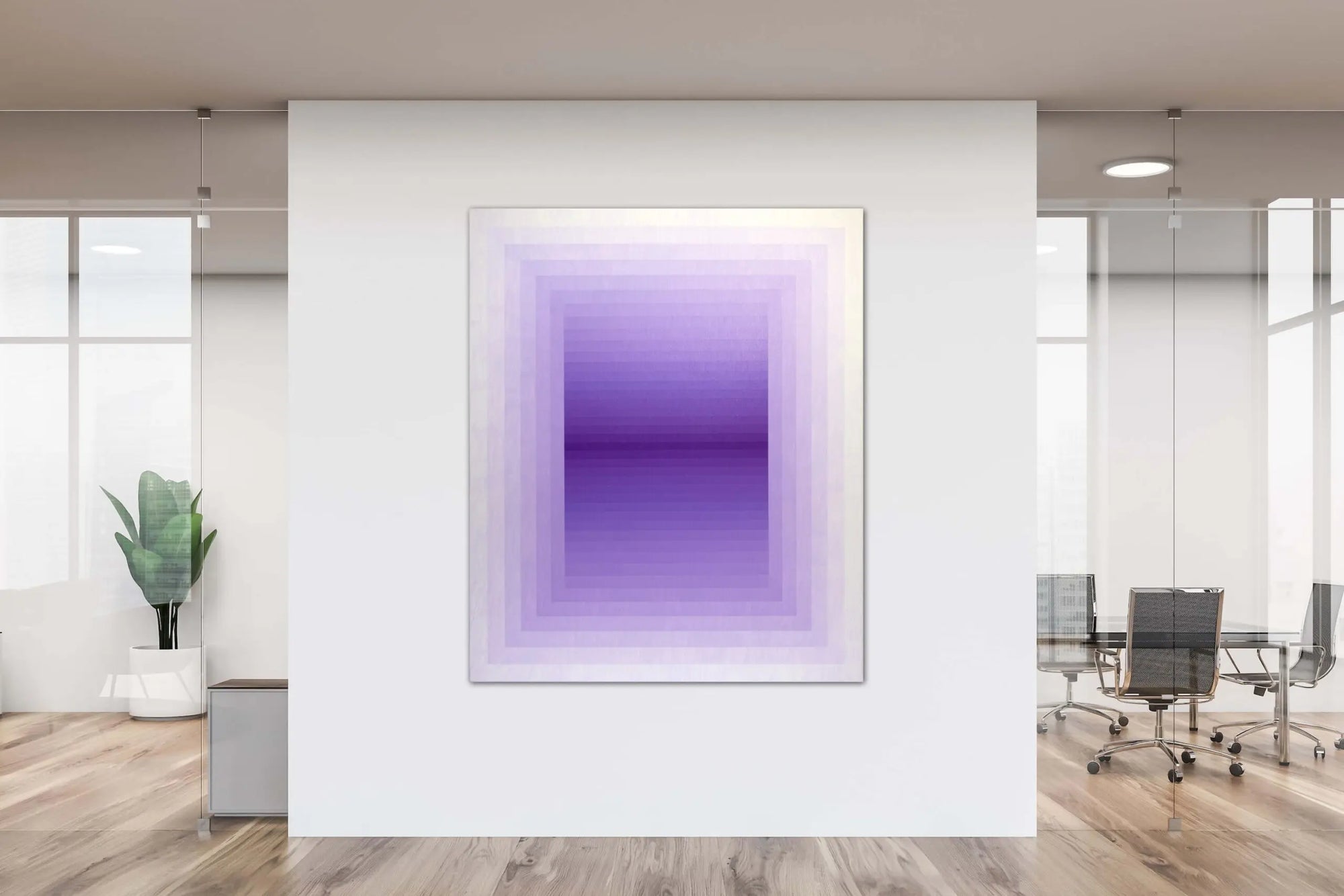 view in a room photograph of geometric contemporary painting by Andy Harwood