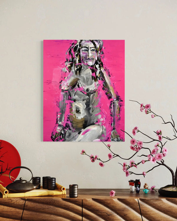 Haleh Mashian Figurative Magenta Series view in a room