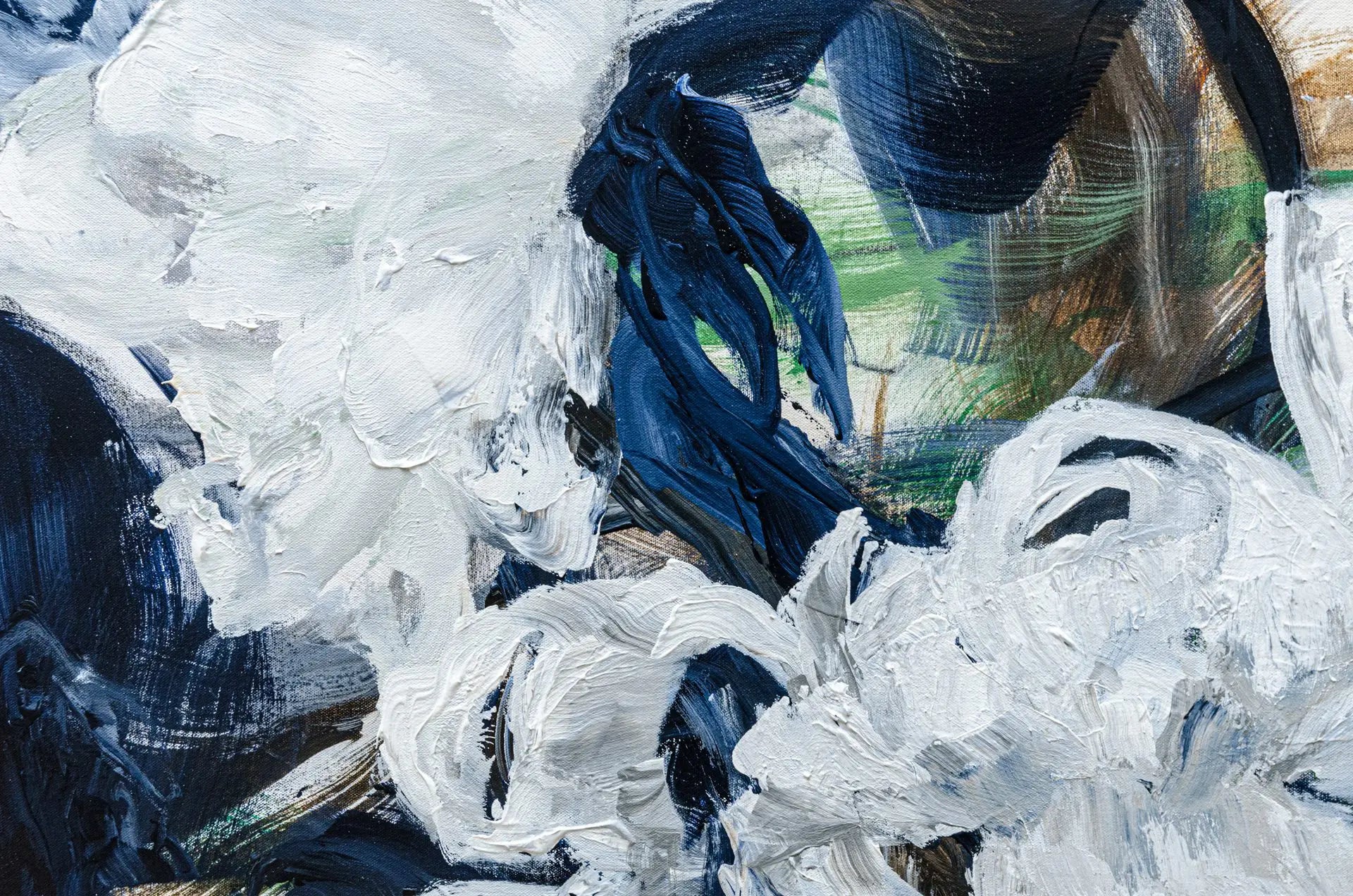 Detailed close up shot of an abstract floral painting by Ramona Stelzer, Petals of Light #3