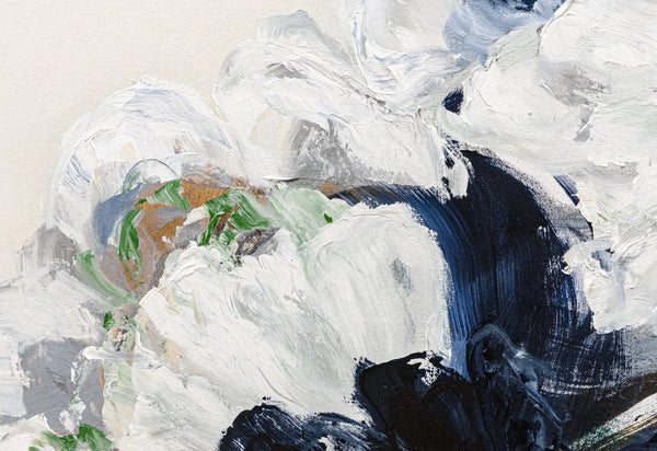 Detailed close up shot of an abstract floral painting by Ramona Stelzer, Petals of Light #3