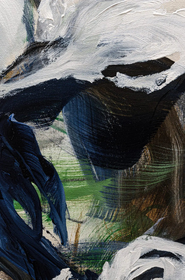 Detailed close up shot of an abstract floral painting by Ramona Stelzer, Petals of Light #3