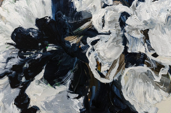 Detailed close up shot of an abstract floral painting by Ramona Stelzer, Petals of Light #3