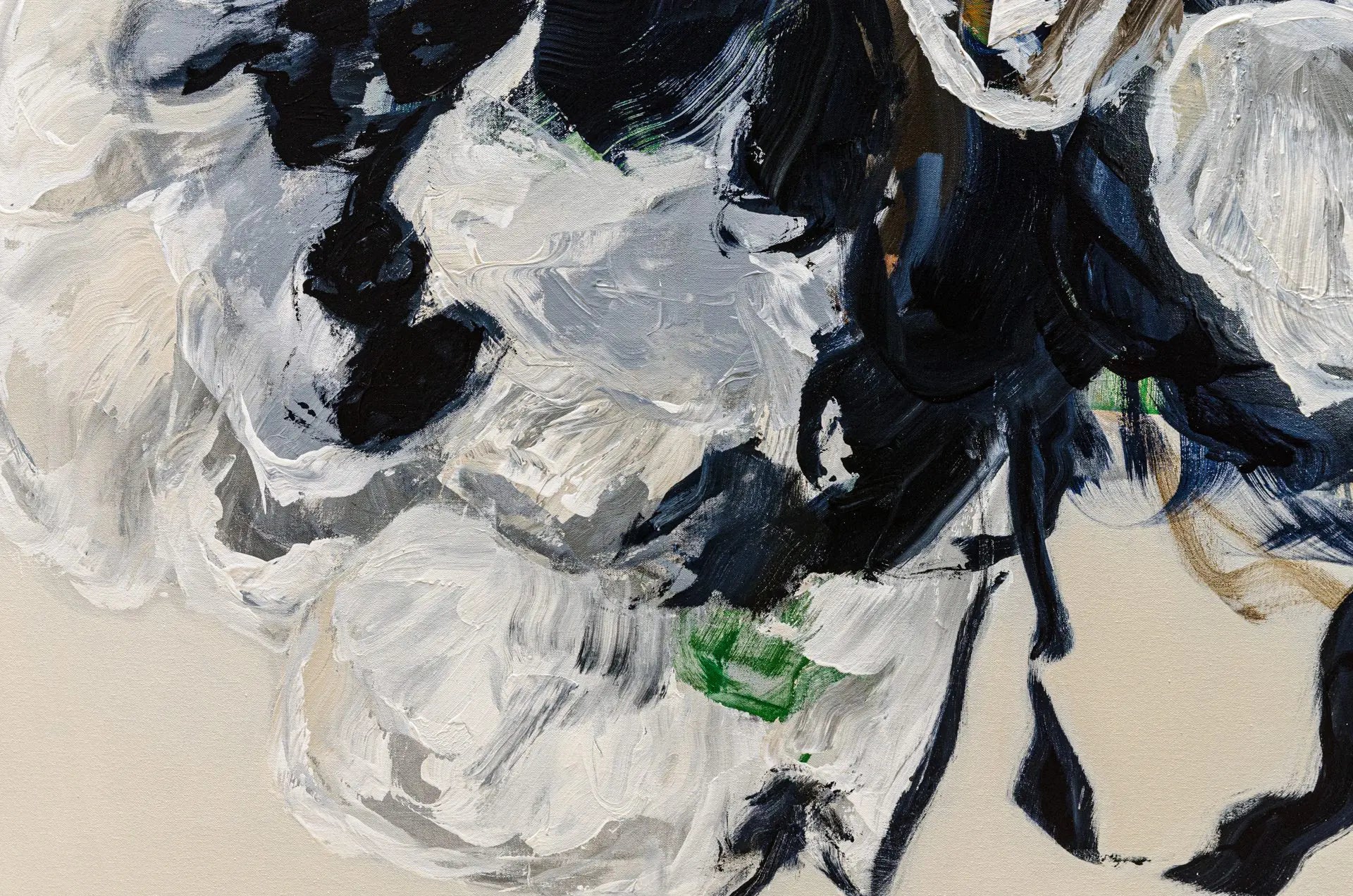 Detailed close up shot of an abstract floral painting by Ramona Stelzer, Petals of Light #3