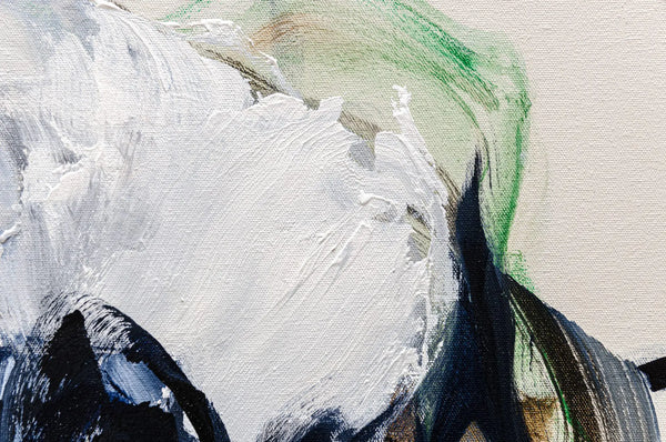Detailed close up shot of an abstract floral painting by Ramona Stelzer, Petals of Light