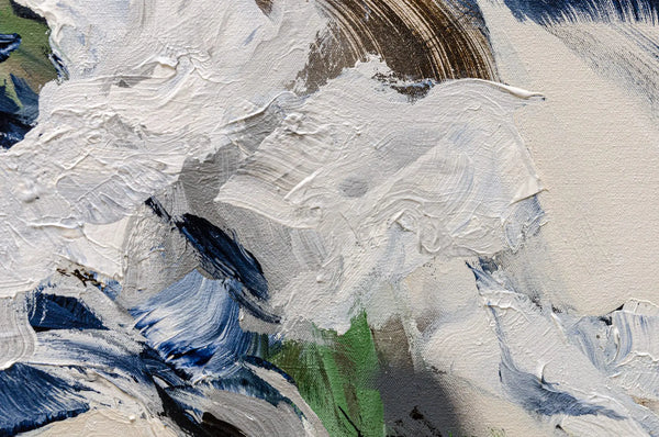 Detailed close up shot of an abstract floral painting by Ramona Stelzer, Petals of Light