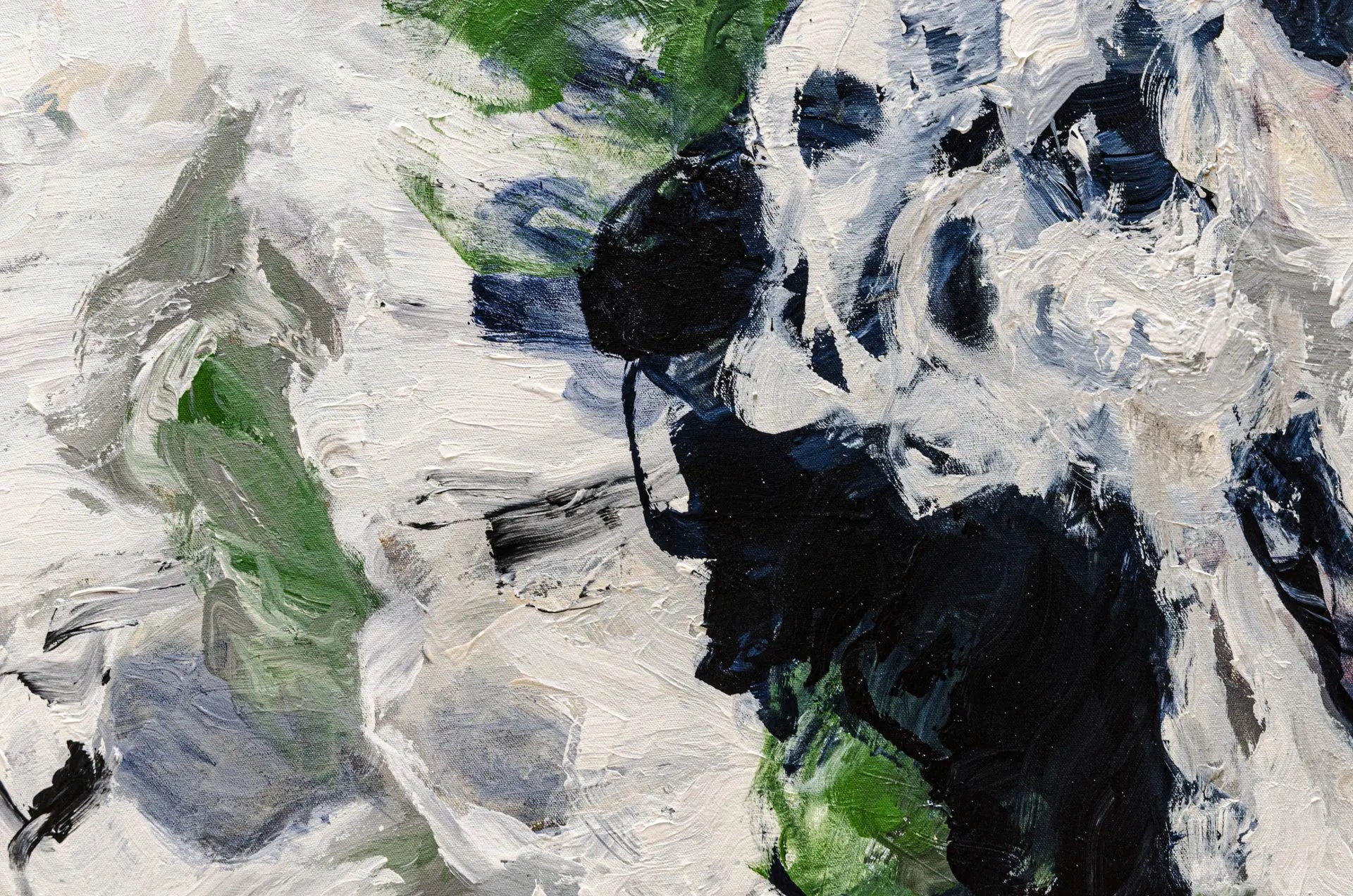 Detailed close up shot of an abstract floral painting by Ramona Stelzer, Petals of Light