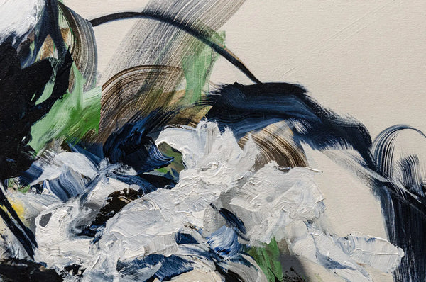 Detailed close up shot of an abstract floral painting by Ramona Stelzer, Petals of Light