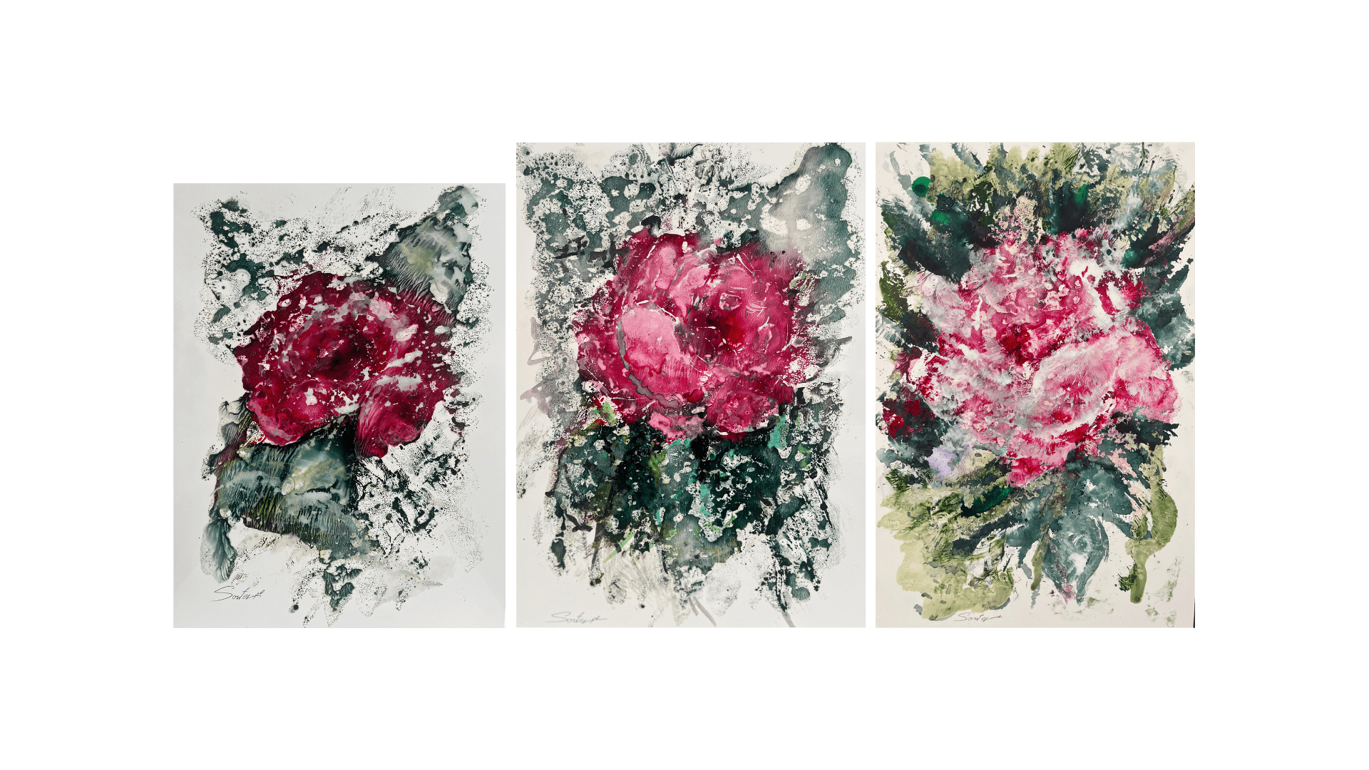 Misty Rose Triptych