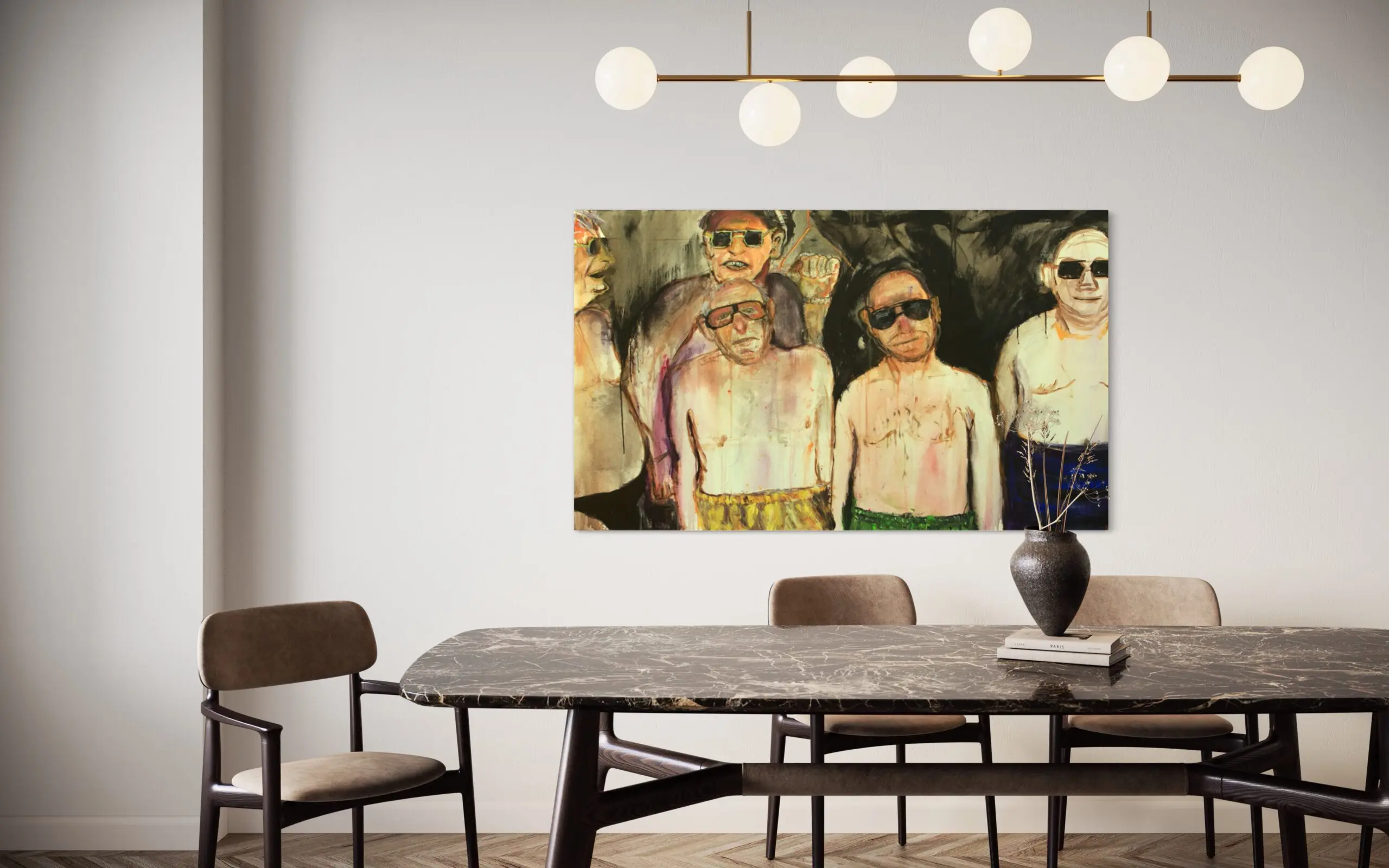 Men at Play view in a room