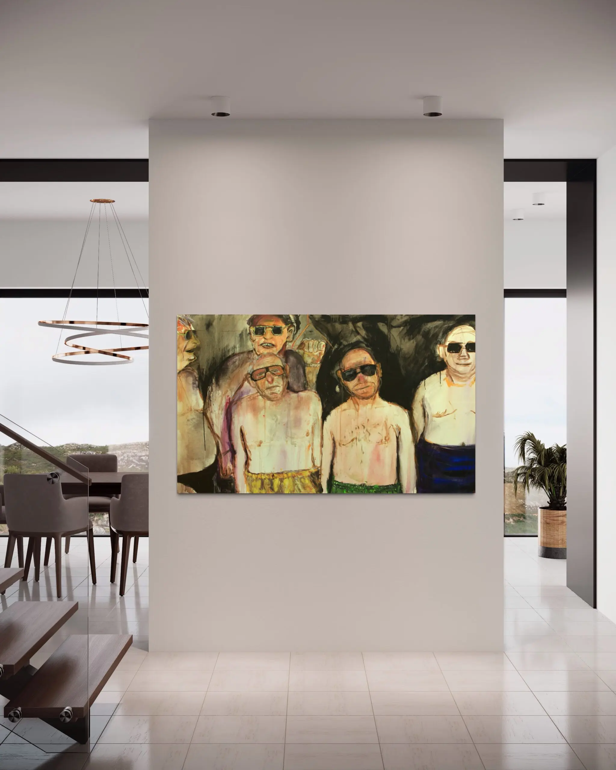 Men at Play view in a room