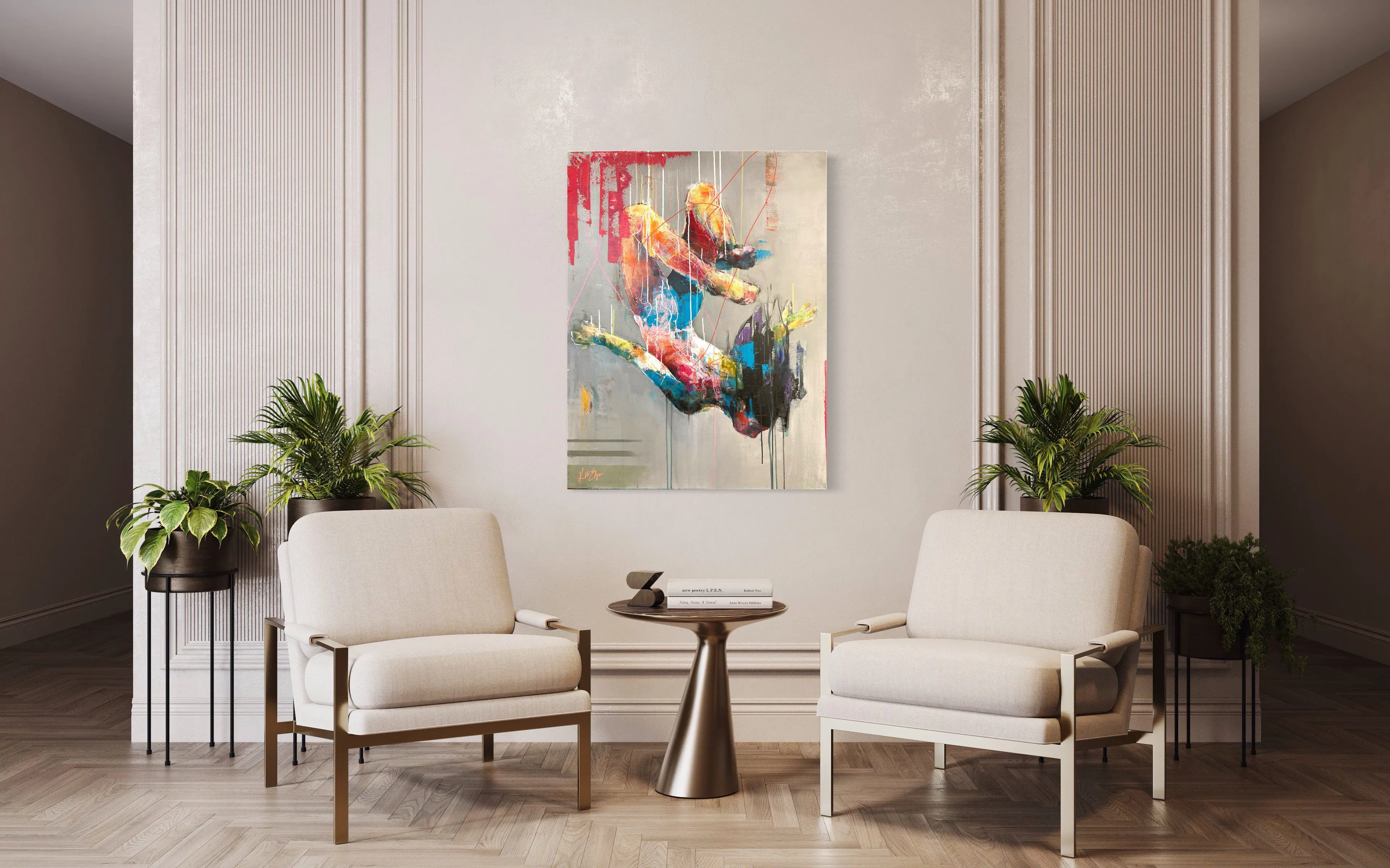 Towards painting by Kicki Edgren Towards painting by Kicki Edgren view in a modern entry way