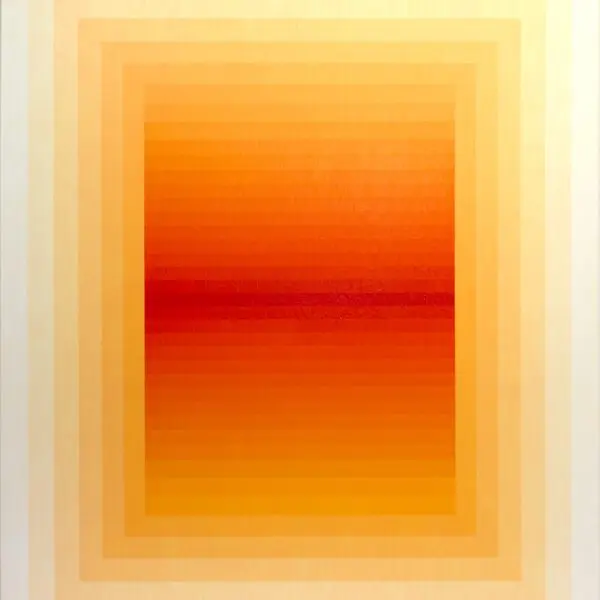 Geometric orange painting by Andy Harwood