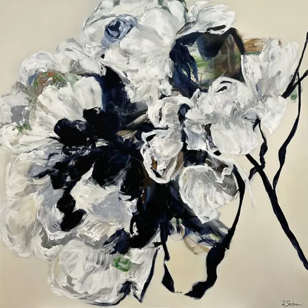 Minimalistic abstract floral painting by Ramona Stelzer