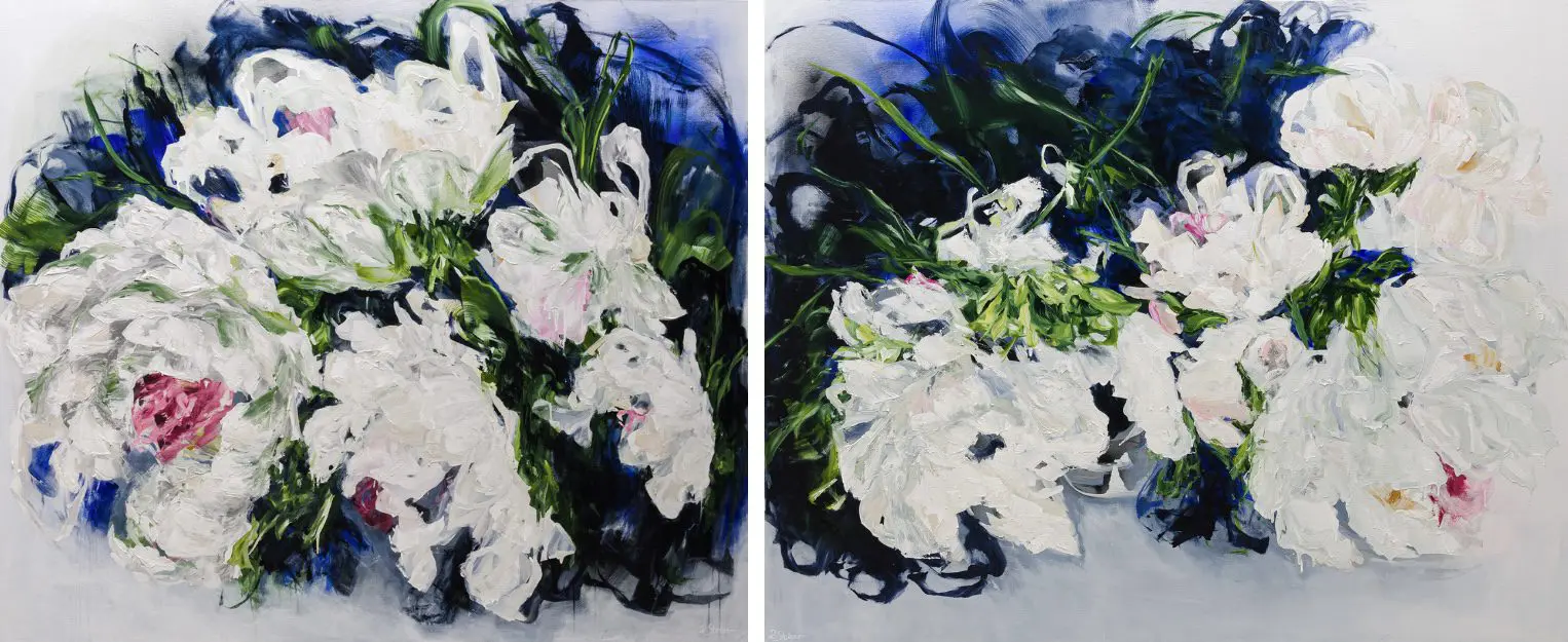 Break into Blossom 1 & 2 diptych floral artwork Break into Blossom 1 & 2 diptych floral artwork