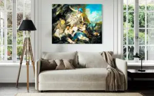 GOD IS DIVERSITY by Ivan Madrigal on display in a room