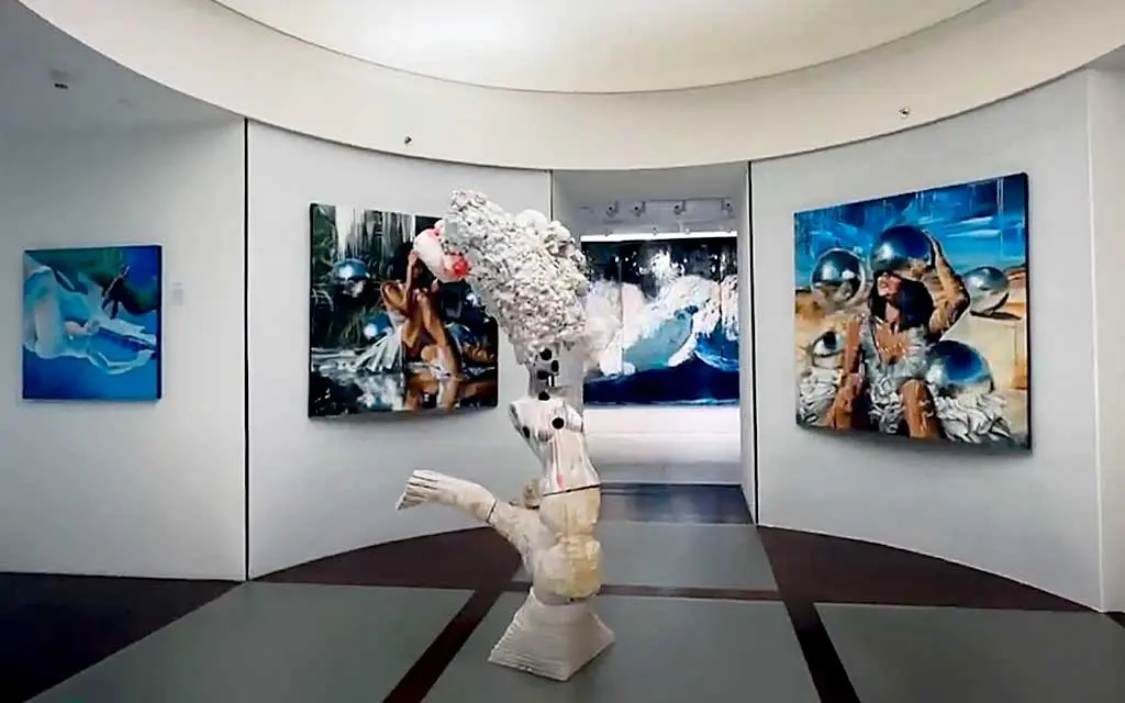 Artworks on display at the A Gogo III Exhibition at the Pacific Design Center