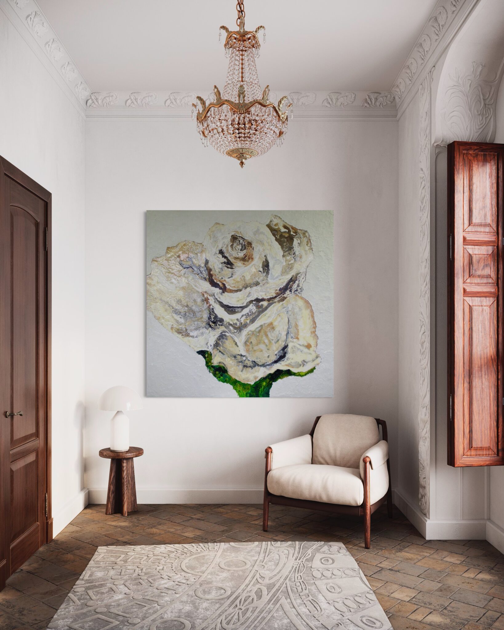 Haleh Mashian White rose view in a room