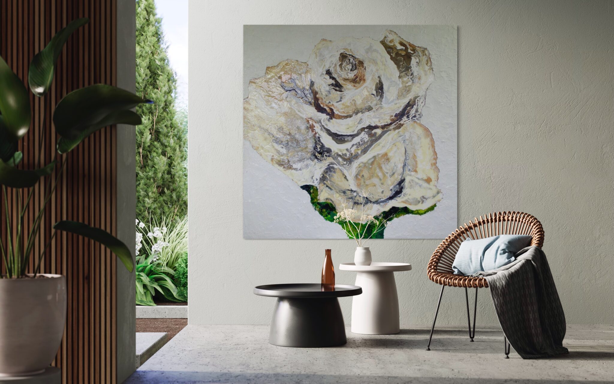 Haleh Mashian White rose view in a room