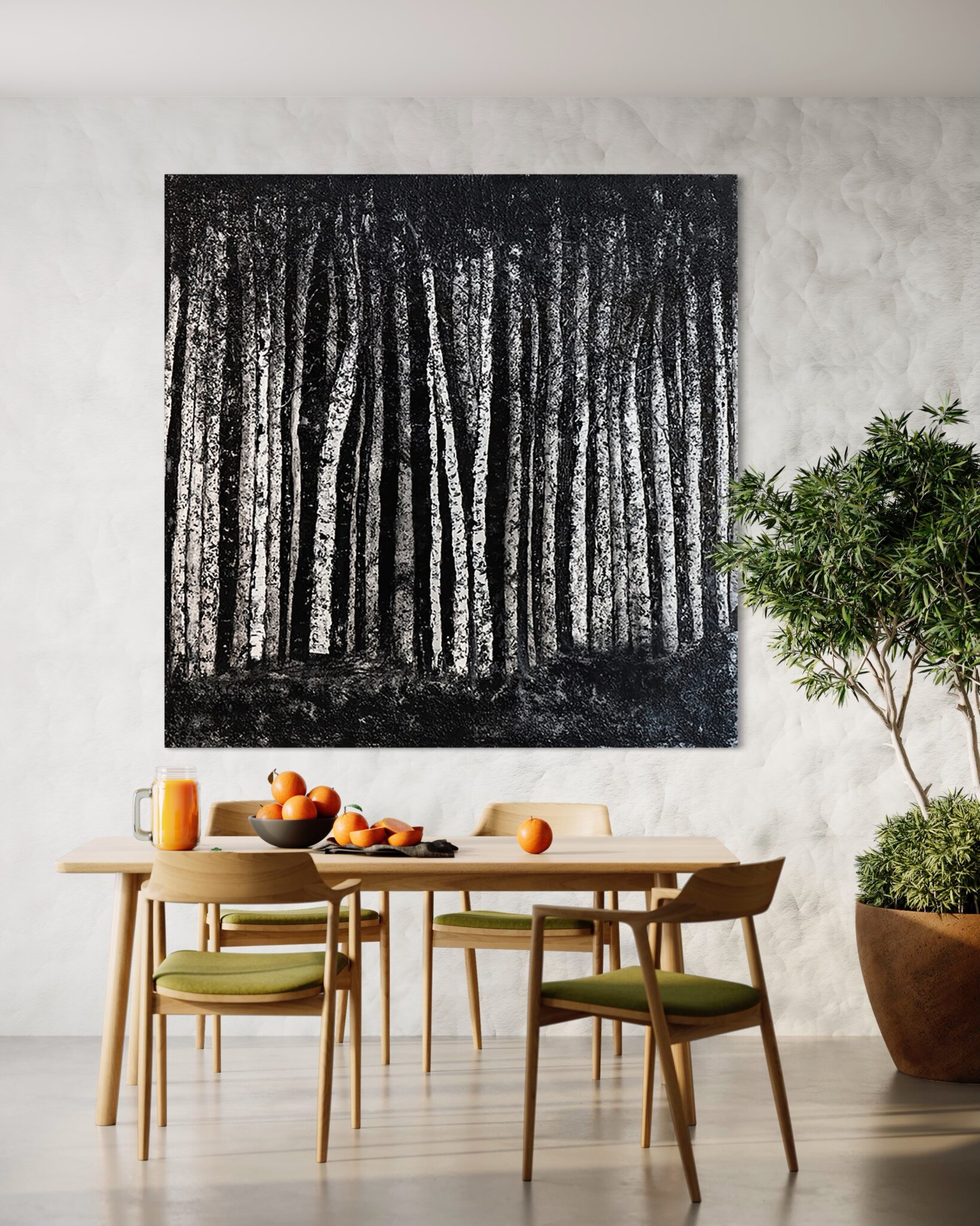 Black and white textural painting