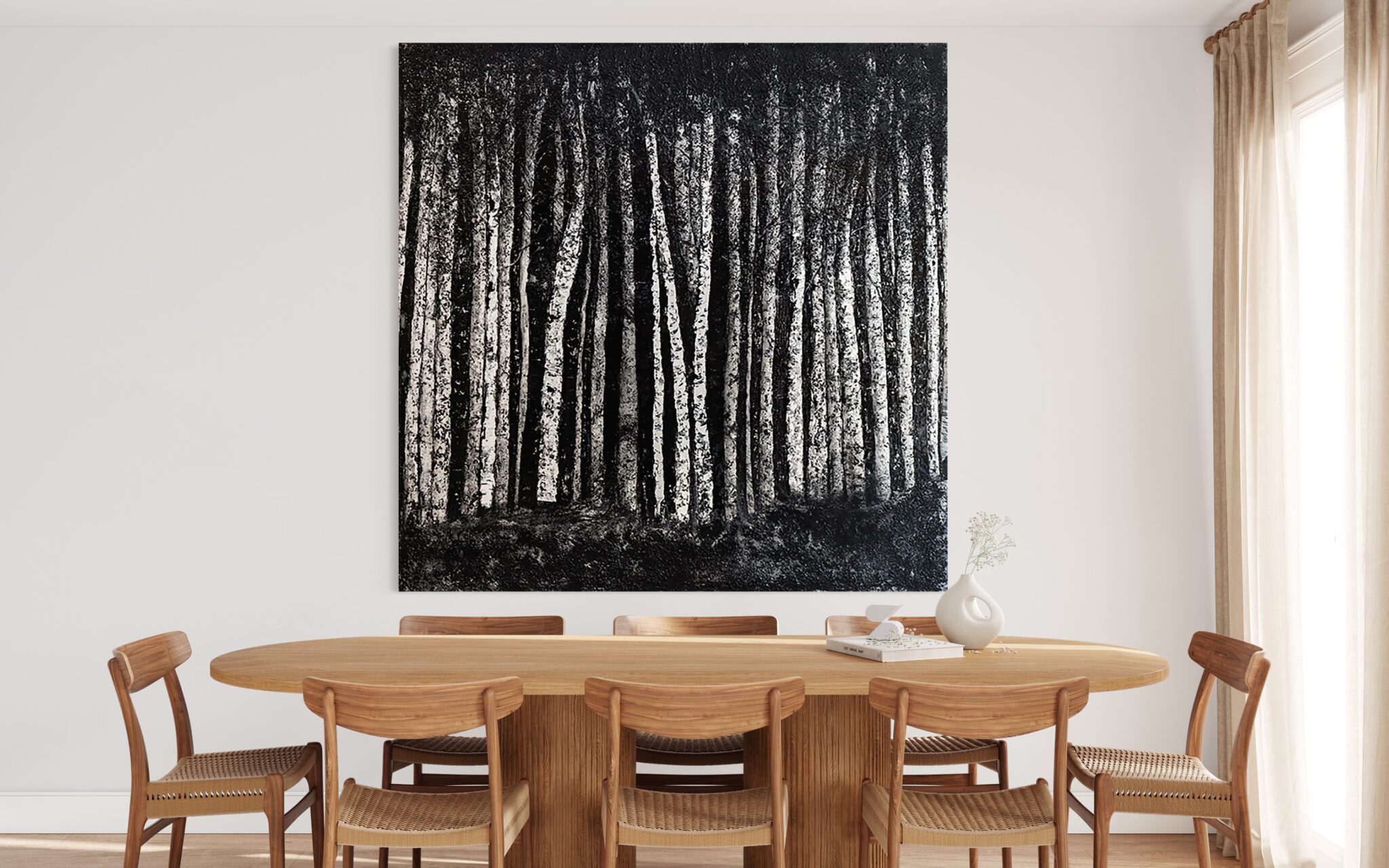 Black and white textural painting