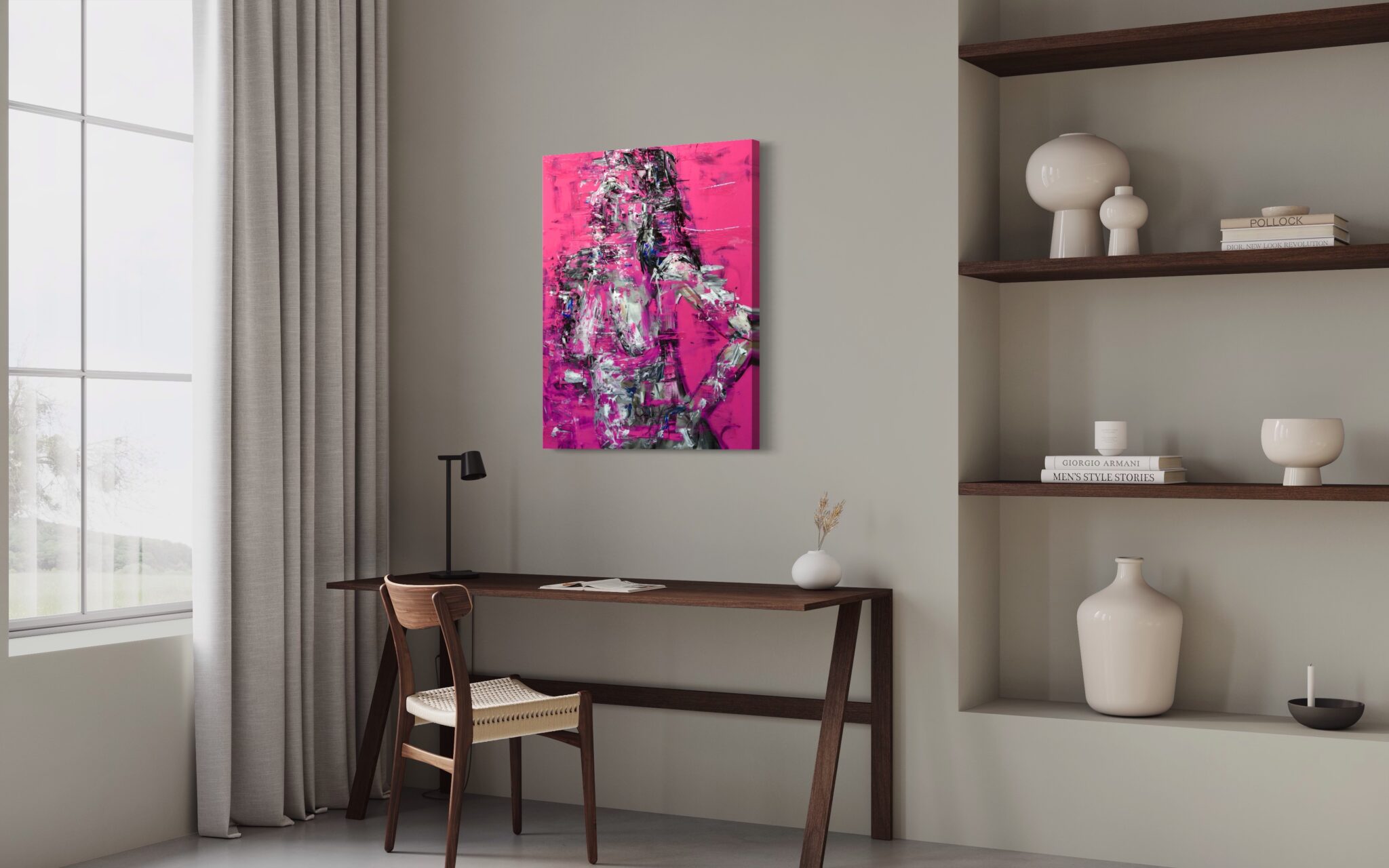 Magenta painting by Haleh Mashian view in a room