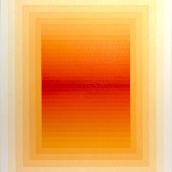 Geometric orange painting by Andy Harwood