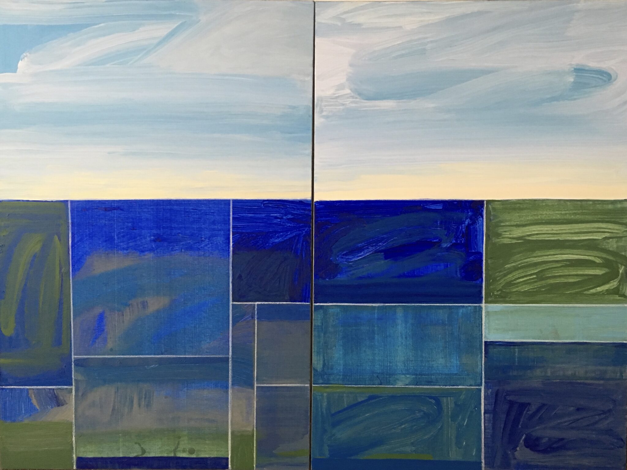 AH 9-20 diptych 36X48 A/C painting by David Kupferman