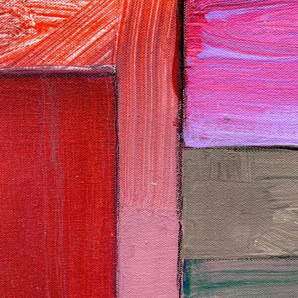 A close up photo of a modern, colorful geometric painting by David Kupferman, AI 1-6