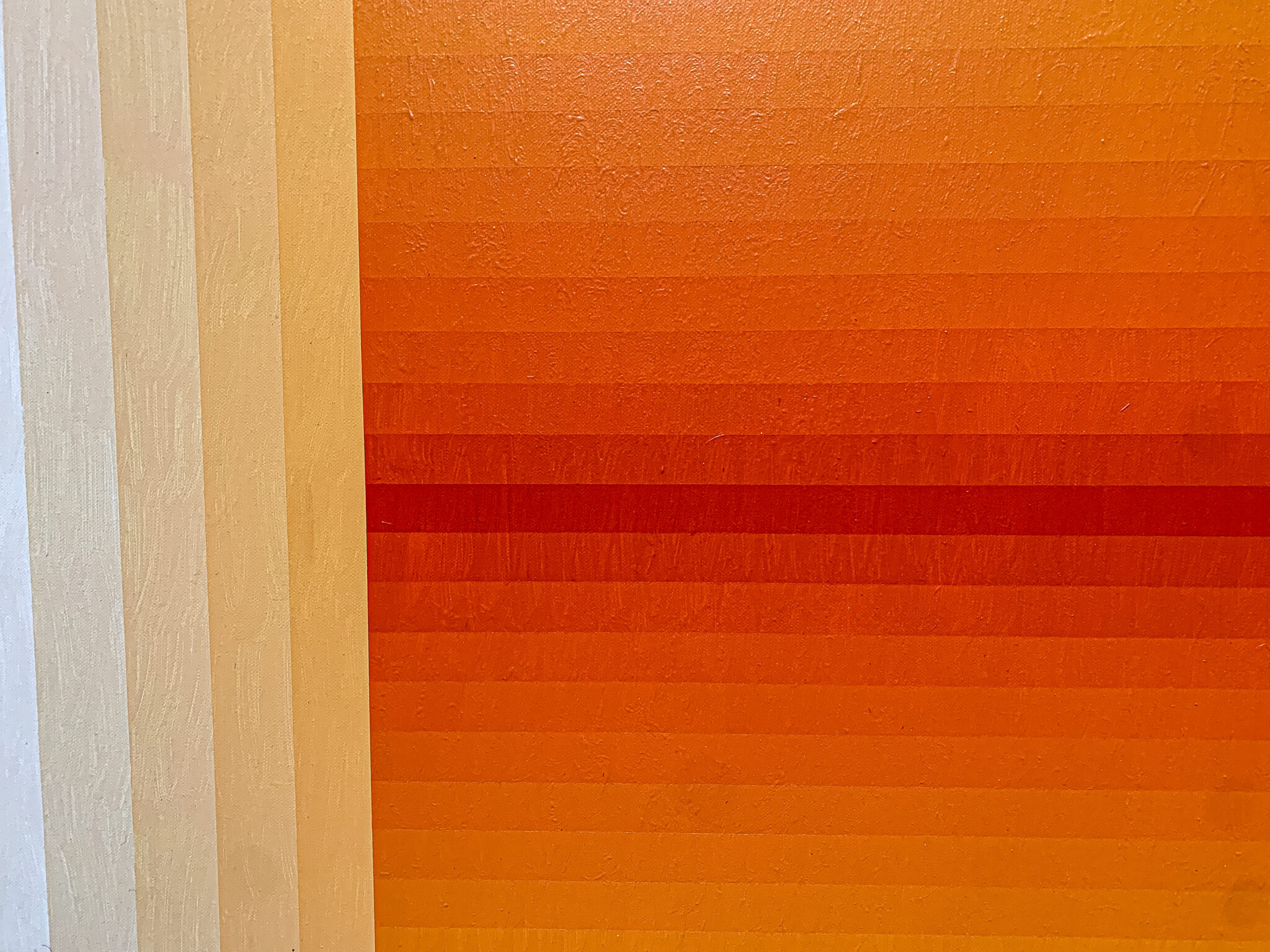 Detail shot of a modern geometric painting by Andy Harwood, 'Adjusted Light (Orange)'