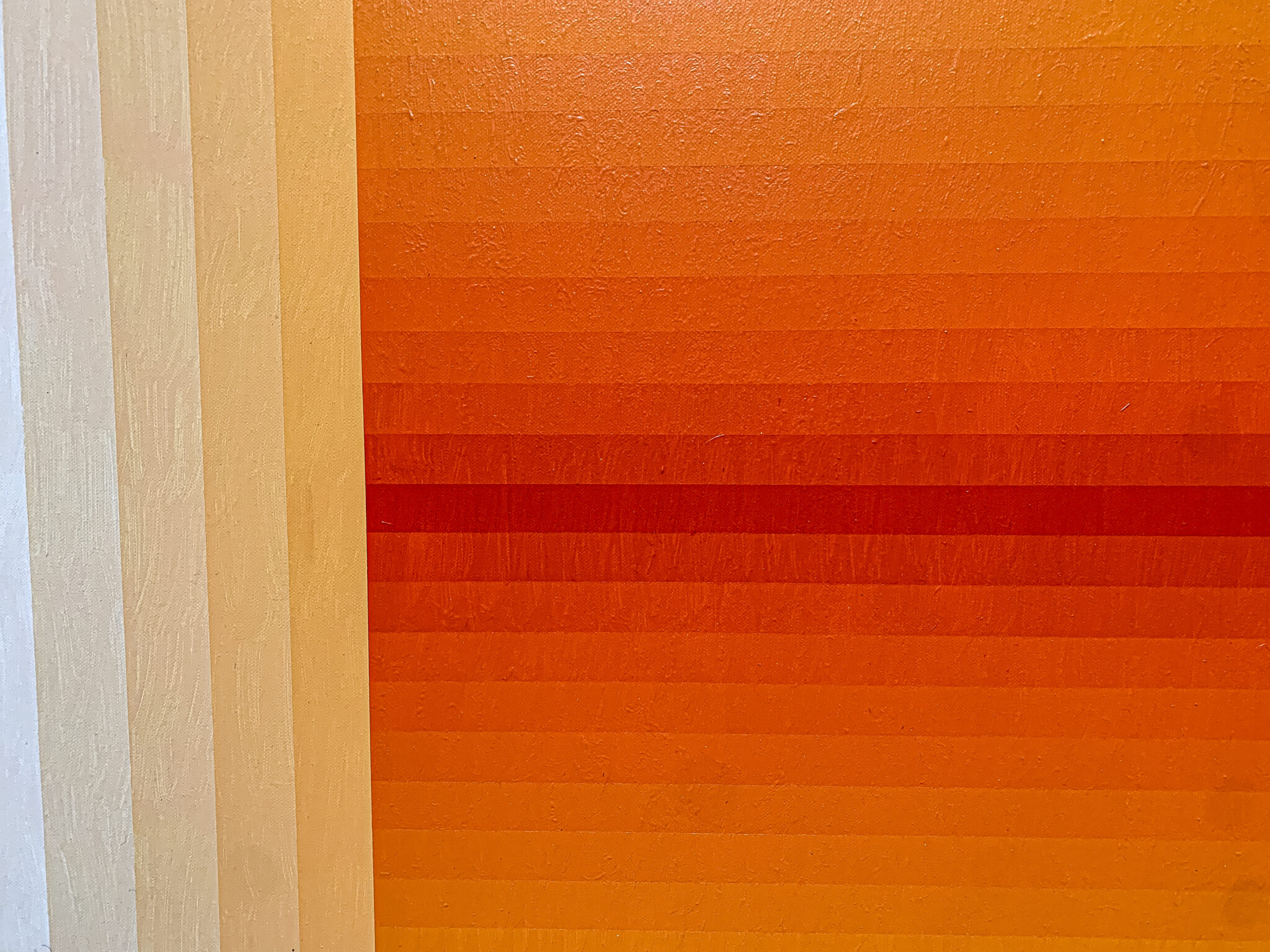 Detail shot of a modern geometric painting by Andy Harwood, 'Adjusted Light (Orange)'