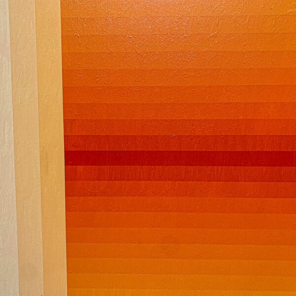 Detail shot of a modern geometric painting by Andy Harwood, 'Adjusted Light (Orange)'