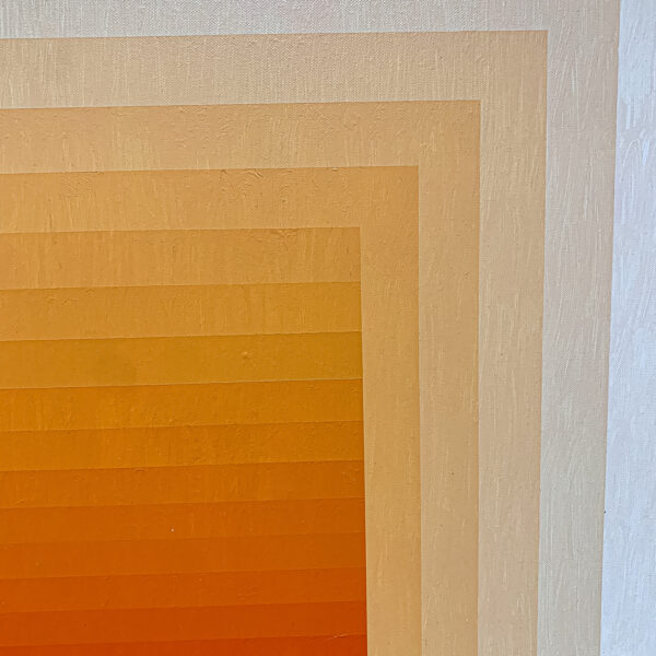 Detail shot of a modern geometric painting by Andy Harwood, 'Adjusted Light (Orange)'