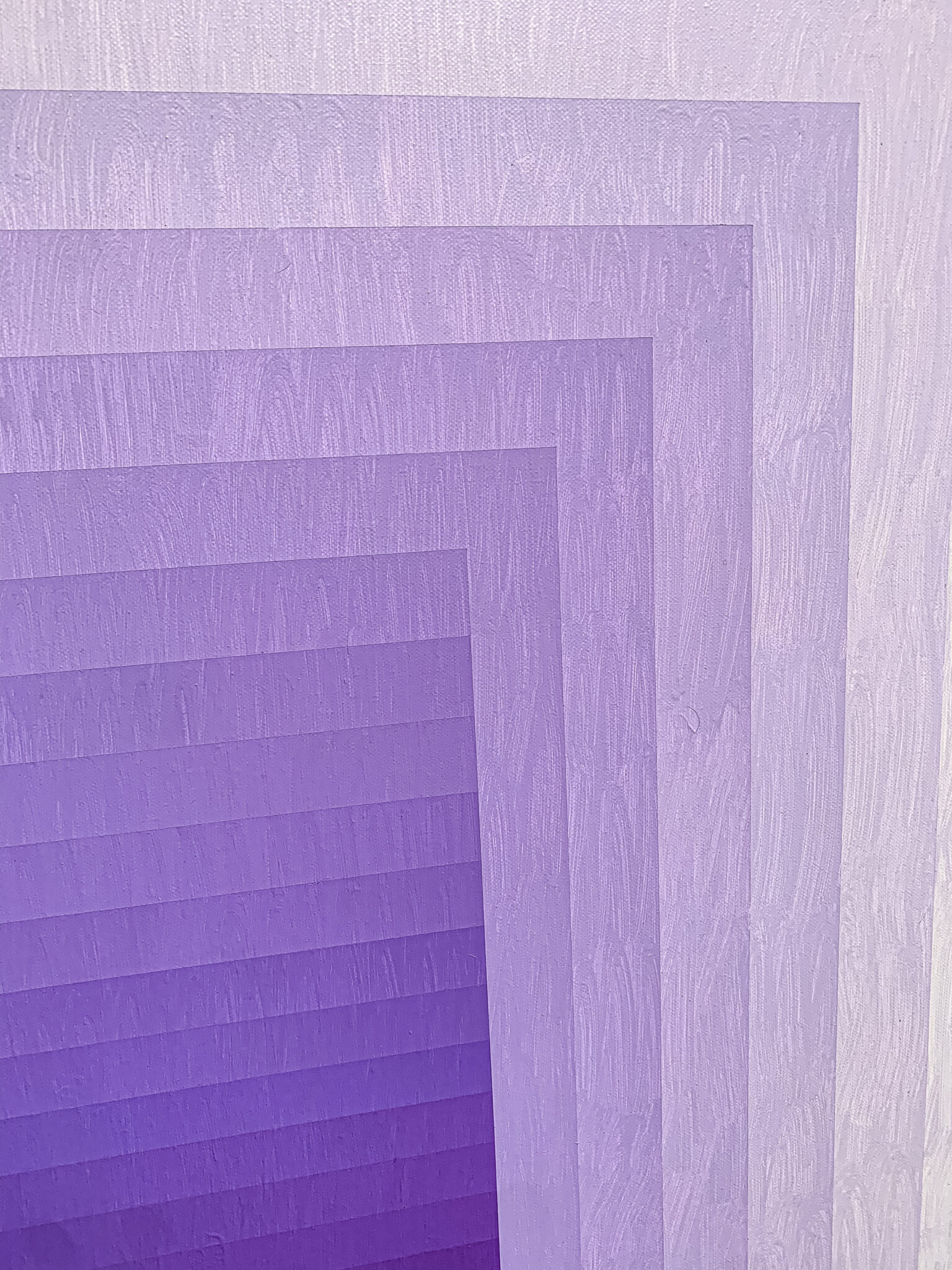 Detail shot of a modern geometric painting by Andy Harwood, 'Adjusted Light (Violet)'