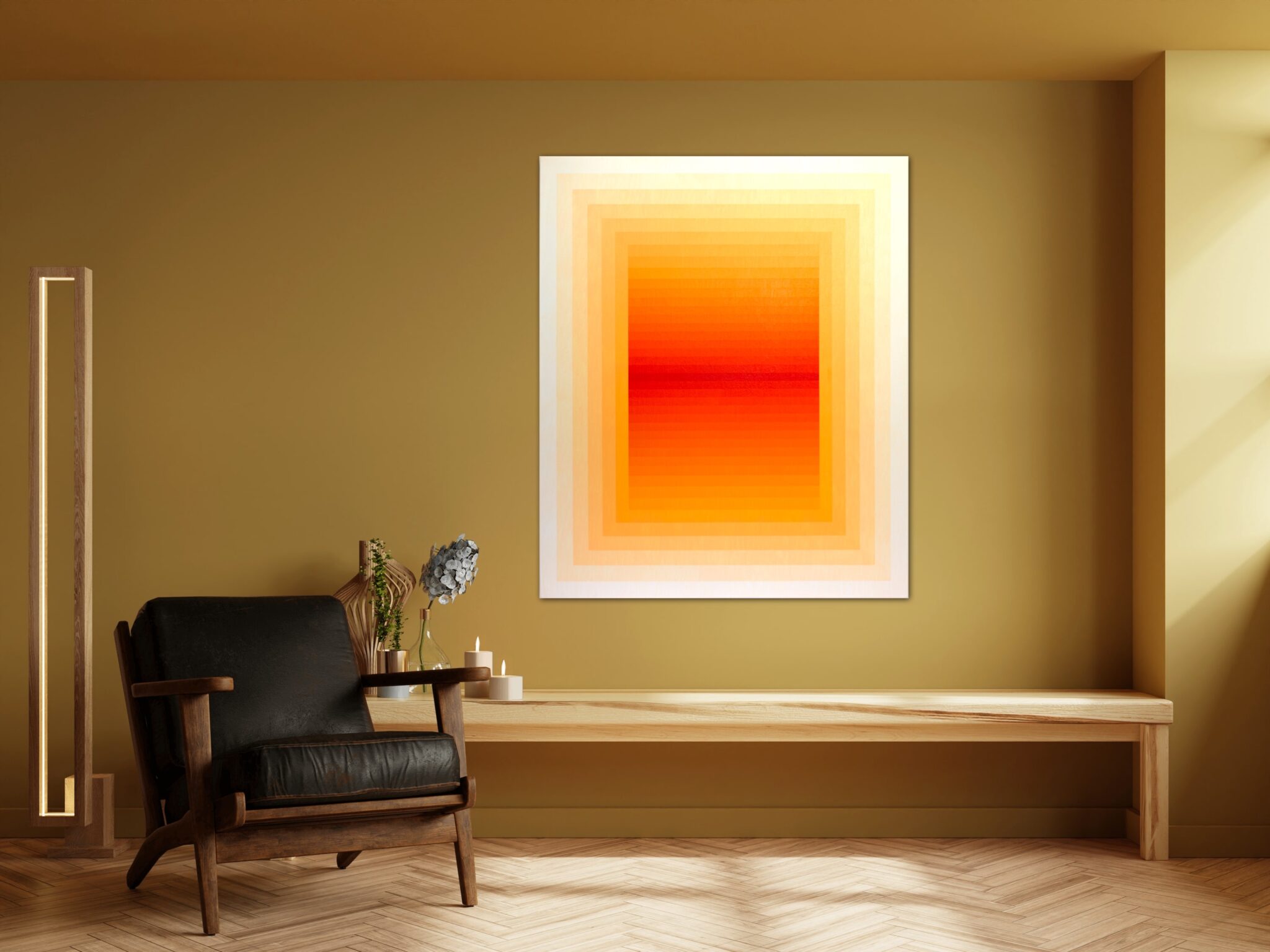 view in a room photograph of geometric contemporary painting by Andy Harwood