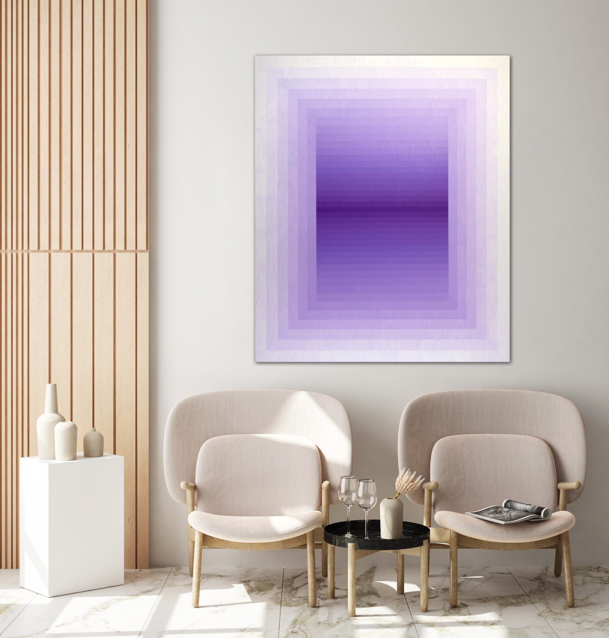 view in a room photograph of geometric contemporary painting by Andy Harwood