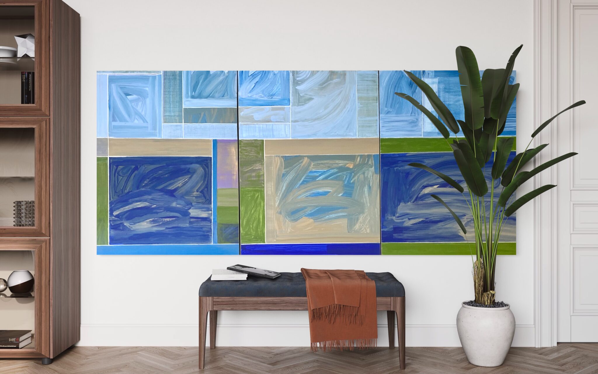 David Kupferman triptych view in a room