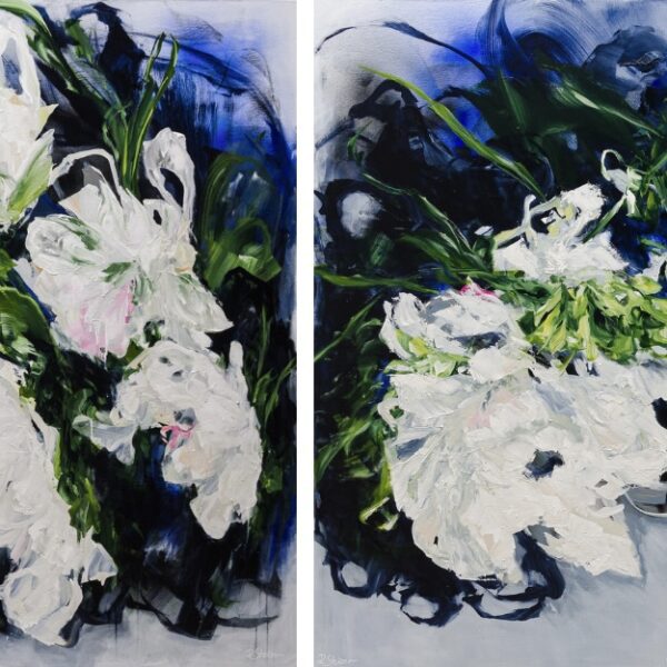 Break into Blossom 1 & 2 diptych floral artwork