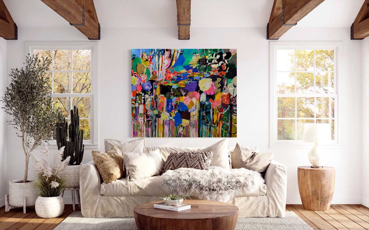 Christy Hopkins' CITIES IN DANCE on Display in living room